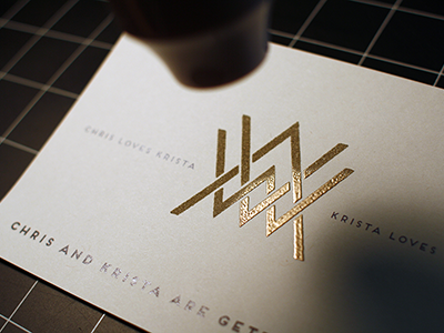liquid gold diy emboss initials lettering monogram postcard save the date stamp wedding