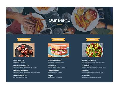 Food Menu daily ui challenge dailyuichallenge design food food menu food website menu menu ui web website