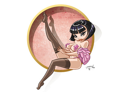 Burlesque cartoon character icon illustration