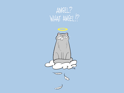 What Angel!? angel cartoon cat cloud doodle illustration sky