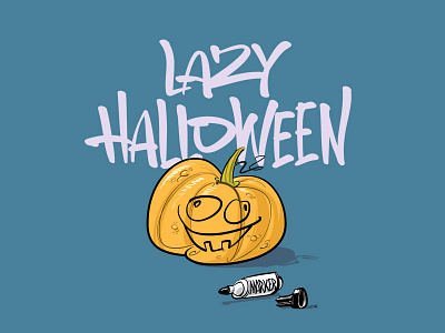 Lazy Halloween cartoon doodle fun halloween illustration joke lazy marker pumpkin