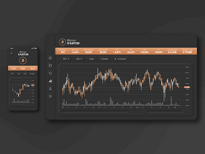 Crypto Compare App app bitcoin black charts compare crypto crypto wallet cryptocurrency neumorphic neumorphism rwd ui ux wallet