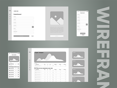 WIREFRAMES for crypto app charts create account crypto high fidelity rwd ui ux wallet wireframe wireframes wireframing