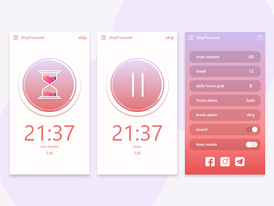 Stay focused app alarm clock app app design application icon timer timing tool ui ux