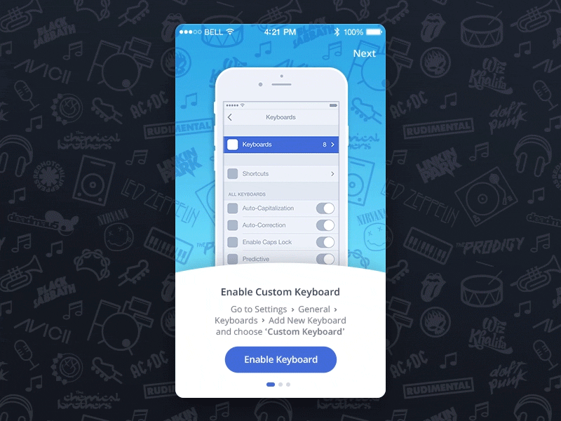 Install Keyboard Tutorial ae animation app blue custom keyboard gif ios motion tutorial ui ux walkthrough