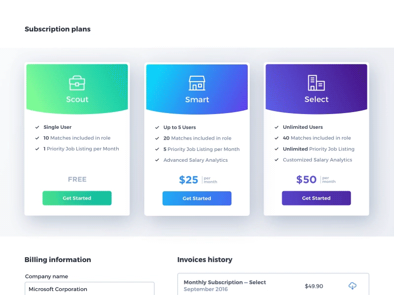Pricing page example #518: Subscription plan selection and payment flow  __  Be sure to follow inFullMobile team to stay upd...