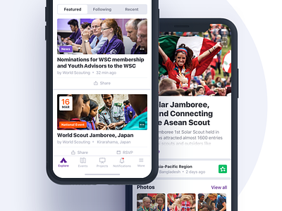 Scouts mobile iOS app details feed ios minimal mobile app news sketch ui ux visual design
