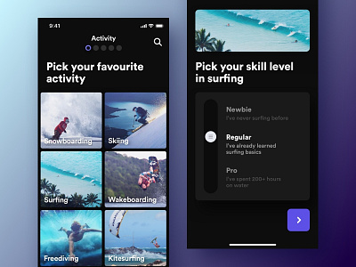 Onboarding dark design ios mobile app sketch sport travel ui ux visual design