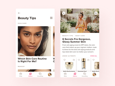 Beauty Tips beauty cosmetics ecommerce fashion figma health care ios makeup mobile app nature perfume pink shop store ui ux