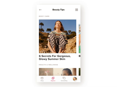 Article Interactions articles beauty cards cosmetics fashion figma interaction ios makeup mobile app motion principle ui ux