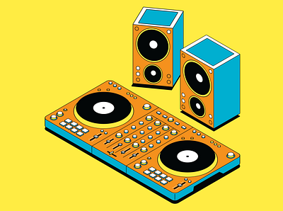 DJ art design digital dj illustration isometric multimedia music skillbox vector