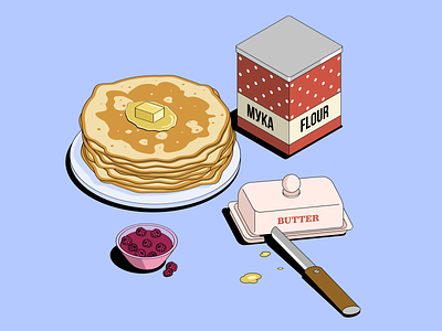 Maslenitsa art butter design digital flour illustration isometric pancake vector
