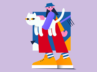 Carry catty art design digital illustration vector