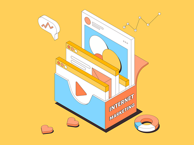 Internet Marketing art design digital illustration interntet isometric marketing skillbox vector