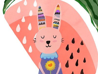 Marion Watermelle animal bunny cartoon colors fruit illustration illustrator kids rabbit sweet