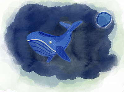 Pluto animal illustration illustrator planet space watercolor whale