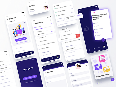 PULSOV app advice app color design form illustration list logo manager managment minimal mobile mobile app profile quiz task todo todolist