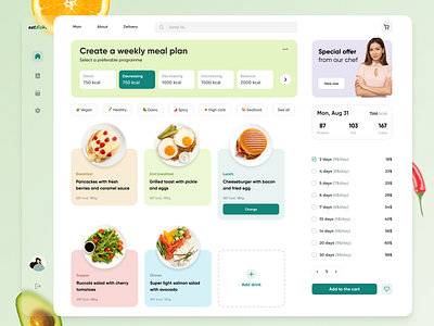 Healthy Food Planner app delivery desktop food mobile service ui ux