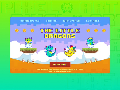 Pixel art. The little dragons ICO