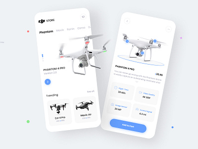 Drone Store App app app design clean concept dji drone figma minimal mobile shop shopping simple store ui ui design