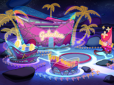 Colosseum galactica - Hub mockup 2d art cartoon colosseum environment illustration sci fi space videogame