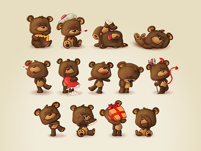 Teddy Bears Stickers bears couple app illustration photoshop stickers teddy bears