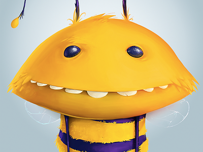 Big Bee Illustration bee cartoon character illustration yellow