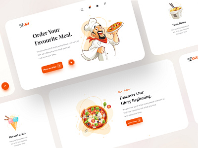 Chef Restaurant Landing Page adobe xd food foodie icecream illustration inspiration landing landing page design landingpage pizza restaurant ui uidesign uiux web design webdesign website