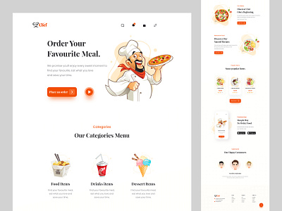 Chef Restaurant Landing Page V2 adobe xd adobexd dailyui design drinks food landing page food ordering foodie illustration landing landing page design landingpage minimalist online ordering pizza restaurant uidesign uiinspiration uiuxdesign website design