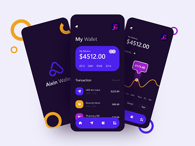 AIXIN Wallet - Mobile App adobe xd app app design application best design best shot dark app dark ui figma inspiration ios app ui ui ux ui design uidesign uiux wallet wallet app wallet ui walletapp