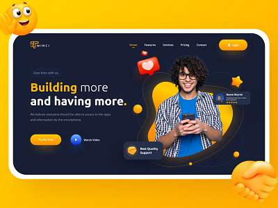 Twinci - Creative Agency Landing Page | Header Exploration Dark