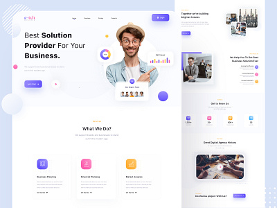 e-Tech - Digital Agency Landing Page Design adobe xd company creative design creative agency creative design digital agency landing design landing page design landingpage minimal minimalist solutions trendy ui ui design uidesign uiux website website concept website design