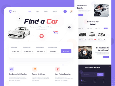 Carlab - Car Rental Landing Page car rental car rental app car website landing landing design landing page landing page design minimal minimalism minimalist modern trendy design ui ux ui design uidesign uiux website website concept website design websites