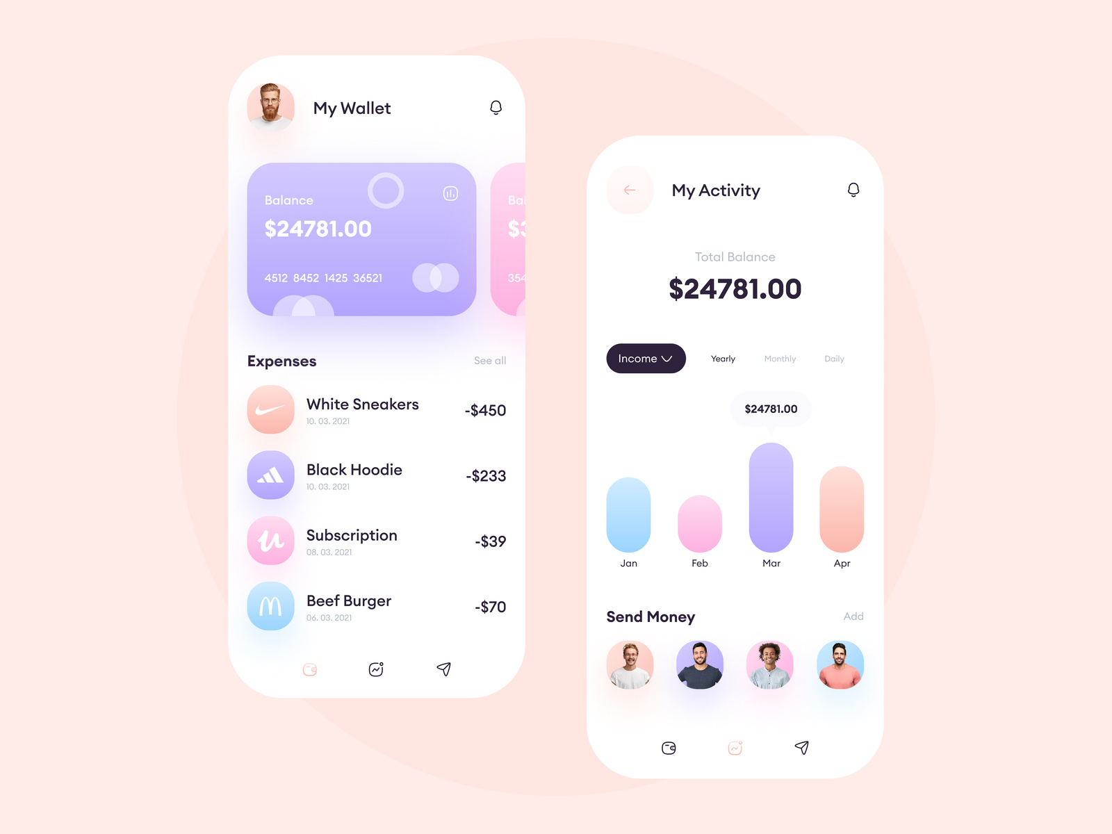 Online Wallet - Mobile App Design by Muhammad Shofiuddoula on Dribbble