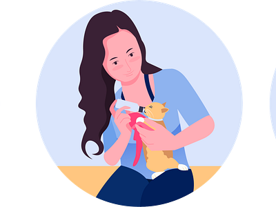 a portrait of a woman taking care of a cat cat cats character flat flat illustration flatdesign flatillustration flatvector illustration illustrator vector vector art vector illustration vectorart vectorflat vectors