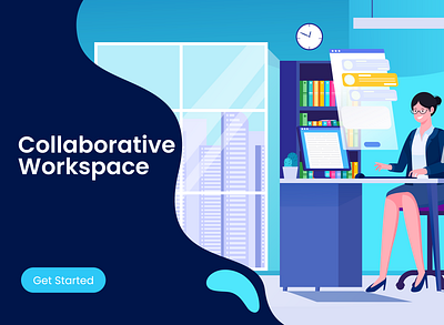 work in an office during the day flat flat design flat design flat illustration flatdesign flaticon flatillustration flatvector homepage homepage design homepagedesign illustration illustrator landingpage landingpagedesign vector vector art vector illustration vectorart workspace