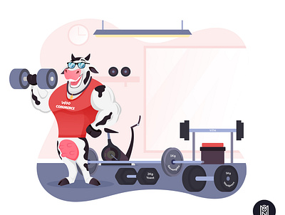 a muscular cow in a flat illustration style ecommerce shop flat flat design flat design flat illustration flatdesign illustration illustrator mascot character vector vector art vector illustration vectorart