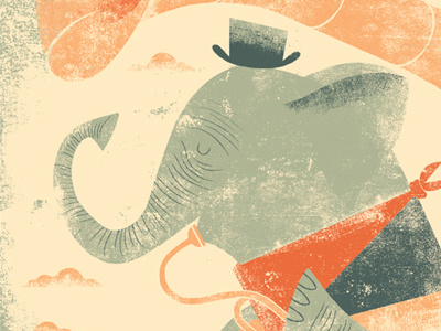 Tuba & Trunks illustration screenprint childrens book nursery