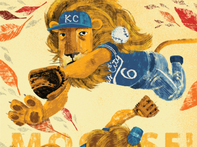 The Night the World Turned Royal Blue baseball catch childrens book glove hat illustration lion moose picture book royals texture
