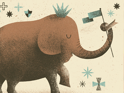 The Elephant is King! crown elephant flag illustration
