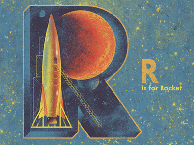 R is for Rocket alphabet howdy mates illustration