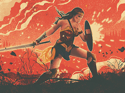 Wonder Woman Illustrated Movie Poster comic film gal gadot lasso poster shield sword theatre wonder woman wwi
