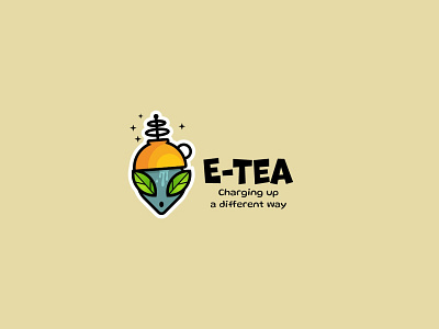 Alien tea fan alien character energy funny mascot tea