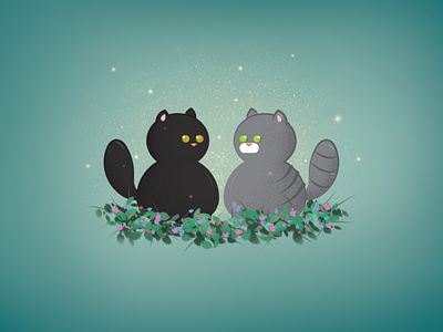 Cats in Grass illustrator photoshop cats cute