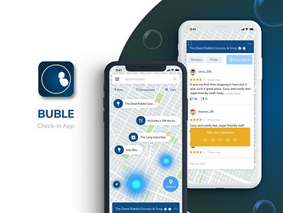Buble: A Check-in app app branding design ui ux