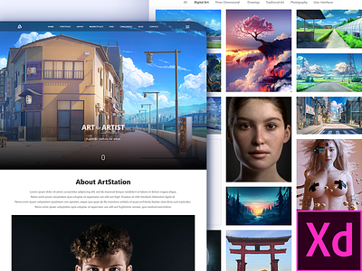 ArtStation Landing Page adobe xd art station challenges digital art illustration