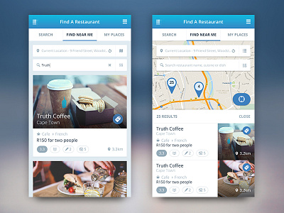 Find a Restaurant app design isoflow mobile ui ux