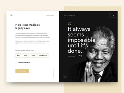 Donate Card - Mandela Day! card clean dark donate minimal nelson mandela quote ui