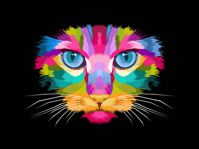 close up colorful cat pop art portrait