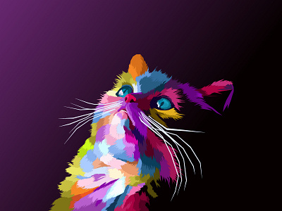 colorful cat pop art portrait animals animation art colorful colorful cat design illustration logo pop art wpap